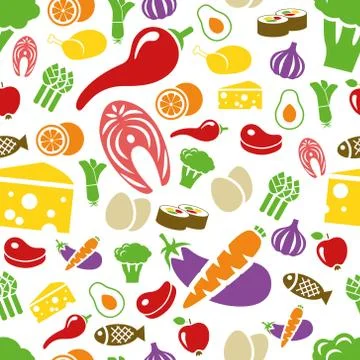 Healthy food seamless pattern Stock Illustration