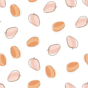 Healthy food seamless pattern with random orange and pink apricot elements. I イラスト素材