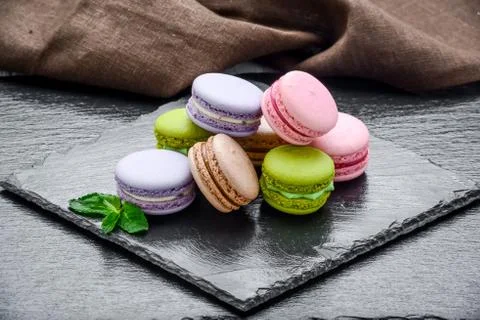 Healthy food, stack of macarons, macaroons French cookie Foto stock