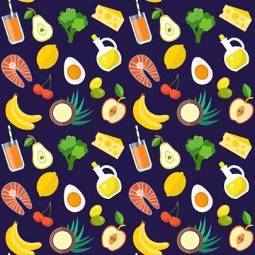 Healthy food vector pattern Stock Illustration
