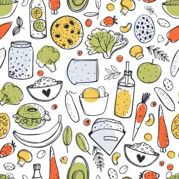 Healthy food. Vector   pattern. Stock Illustration