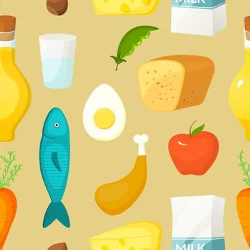 Healthy food vector seamless pattern Stock Illustration