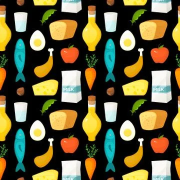 Healthy food vector seamless pattern Stock Illustration