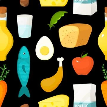 Healthy food vector seamless pattern Stock Illustration