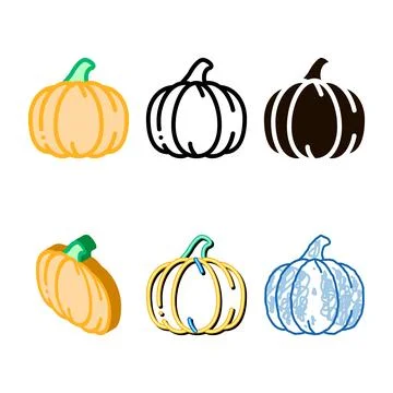 Healthy food vegetable pumpkin vector sign styles icon Stock Illustration