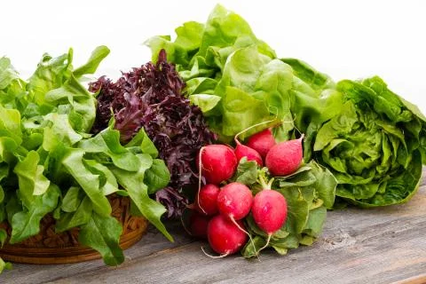 Healthy fresh salad ingredients Stock Photos