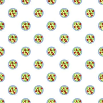 Healthy fresh salad pattern on white background Stock Illustration