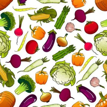 Healthy fresh seamless vegetables pattern イラスト素材
