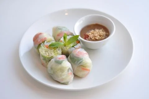 Healthy Fresh Spring Rolls Stock Photos