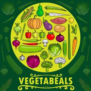 Healthy Fresh Vegetables, Illustrazione stock