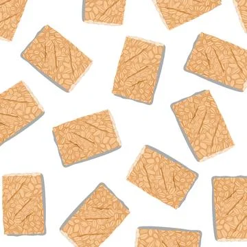 Healthy fried Tempe pattern issolated on white. fulll of nutrition vegetable foo Stock Illustration