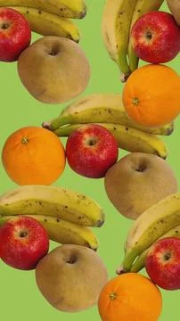 Healthy fruit pattern with apples, bananas, pears, oranges Stock Photos