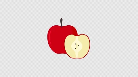 Healthy half apple icon motion graphics animation with alpha channel, transpa Stock Footage 206753341