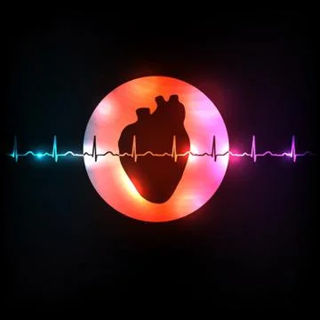 Healthy heart in the round shape Illustrazione stock