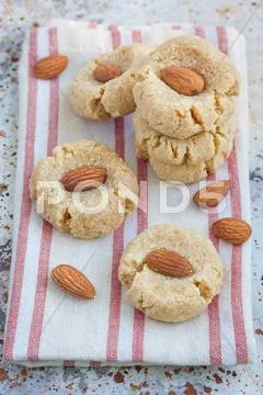 Healthy homemade almond cookies without butter and flour Stock Photos