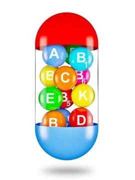 Healthy life creative concept multi vitamins in capsule 스톡 일러스트