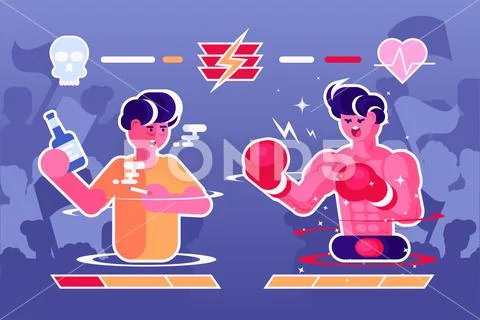 Healthy lifestyle against harmful Stock Illustration