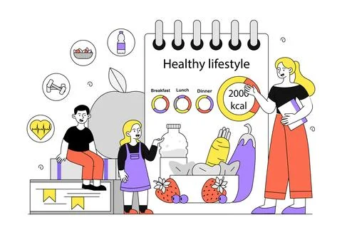 Healthy lifestyle class vector linear Stock Illustration