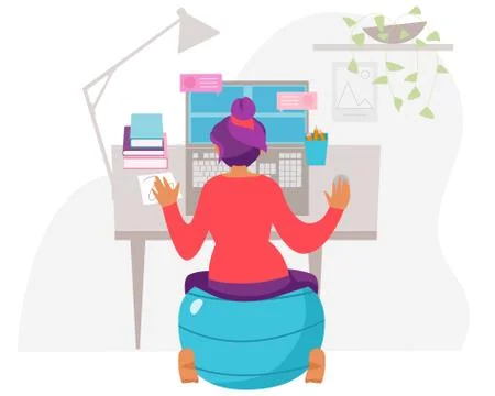 Healthy lifestyle. Comfortable working at office and home. Stock Illustration
