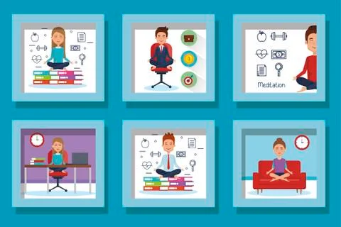 Healthy lifestyle frames set vector design Stock Illustration