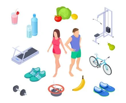 Healthy lifestyle. Good habits sport activity. Regular exercises, diet nutrition Stock Illustration