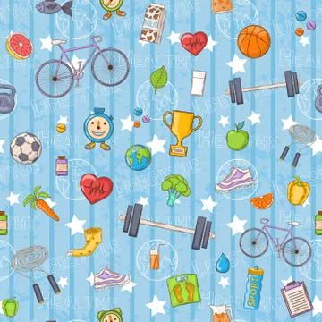 Healthy lifestyle pattern Stock Illustration