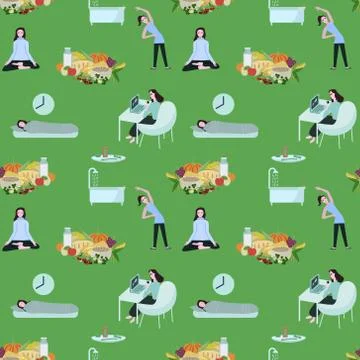 Healthy lifestyle pattern Stock Illustration