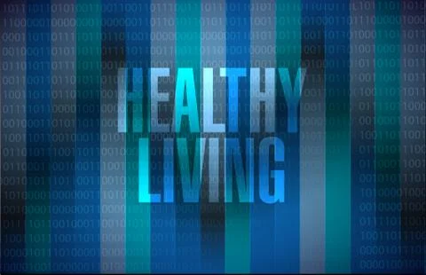 Healthy living binary background sign concept Stockillustratie