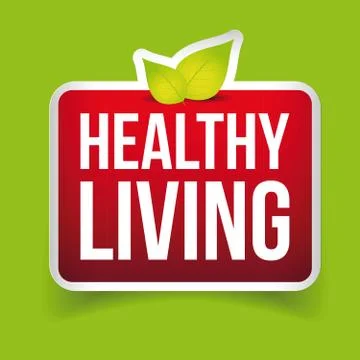 Healthy Living button vector red Stock Illustration