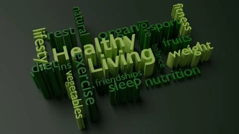 Healthy Living Word Cloud Balance Concept Animation Stock Footage 155140053