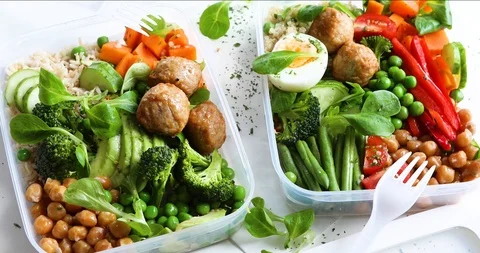 Healthy lunch boxes Stock Footage 111300441