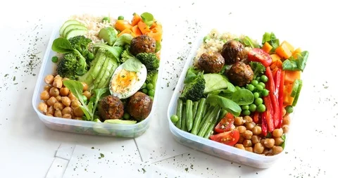 Healthy lunch boxes Stock Footage 111354506