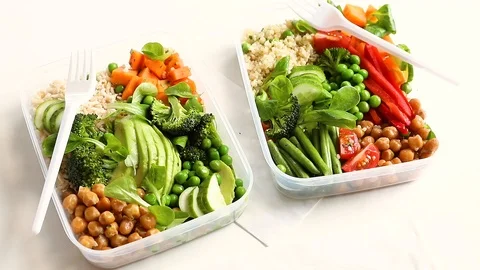 Healthy lunch boxes Stock Footage 111355087