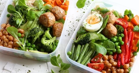 Healthy lunch boxes Stock Footage 111418728