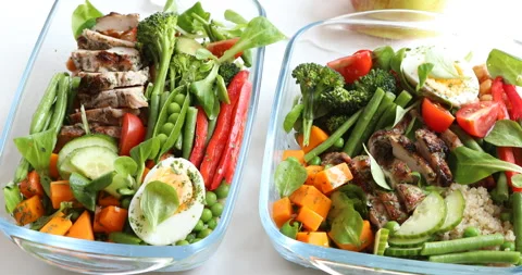 Healthy lunch boxes. View from above	 Stock Footage 305818360