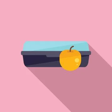 Healthy lunchbox icon flat vector. Food box Stock Illustration