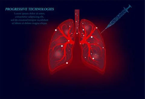 Healthy lungs 3d model of low poly medicine. Progressive technology. Human lu Stock Illustration