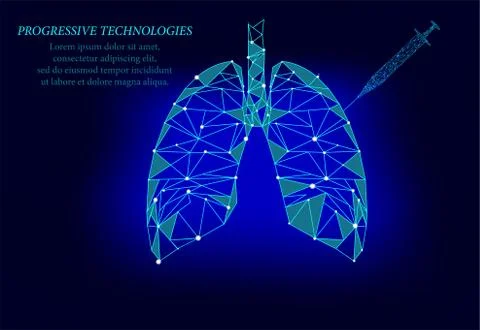 Healthy lungs 3d model of low poly medicine. Progressive technology. Human lu Stock Illustration