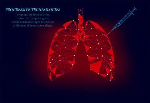 Healthy lungs 3d model of low poly medicine. Progressive technology. Human lu Stock Illustration