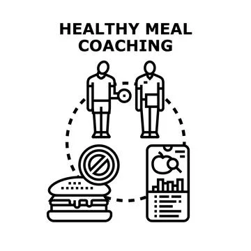 Healthy meal coaching program promoting balanced diet and fitness Stock Illustration
