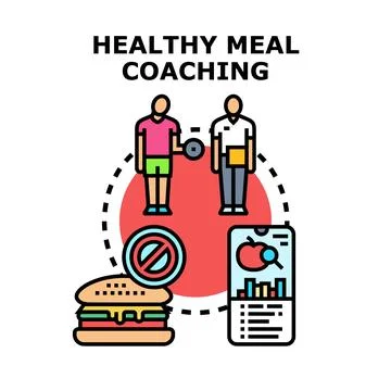 Healthy meal coaching program promoting balanced diet and fitness Stock Illustration
