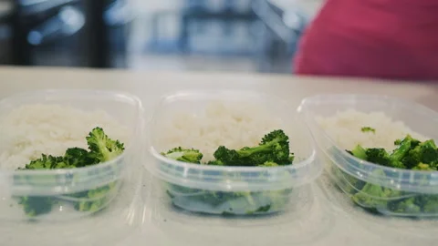 Healthy meal prep with broccoli for easy lunches Stock Footage 310240816