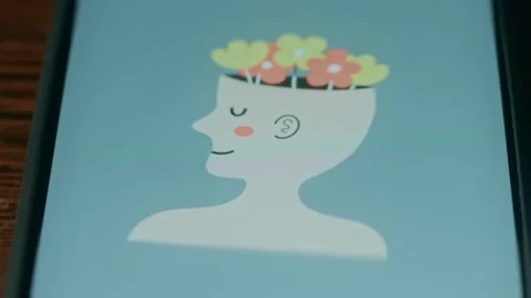 Healthy mindset concept, flowers growing from a human head, presentation Stock Footage 310054415