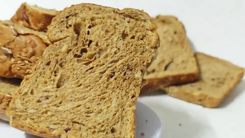 Healthy multigrain bread slices. Stock Footage 339988364