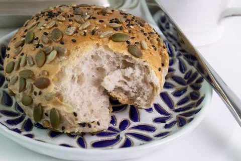 Healthy Multigrain Bread on white background Foto stock