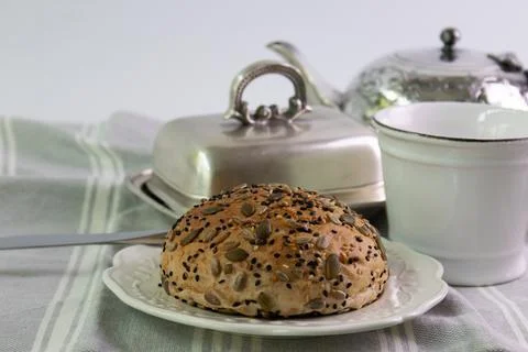 Healthy Multigrain Bread on white background Stock Photos