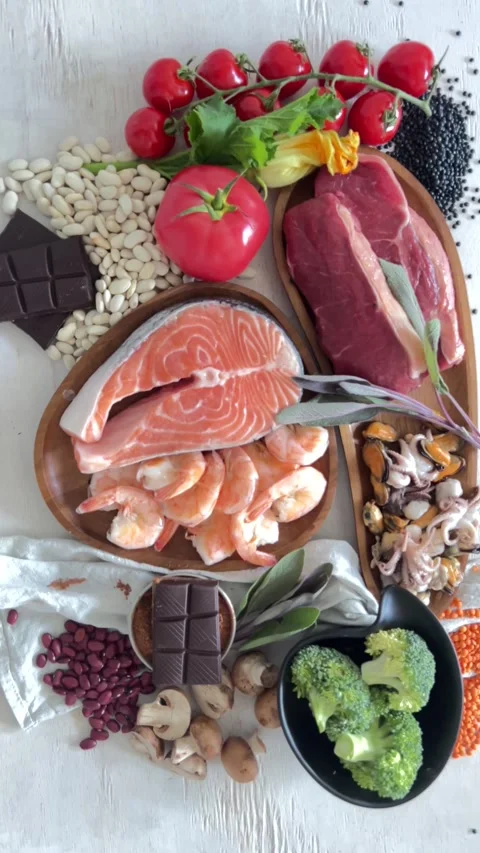 Healthy nutritious eating containing natural vitamins and minerals.  Video stock 341314831