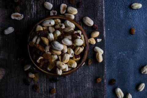 Healthy nuts on dark background Foto stock