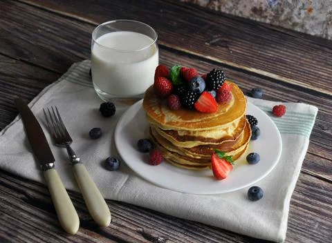 Healthy pancakes with your own hands. Stock Photos