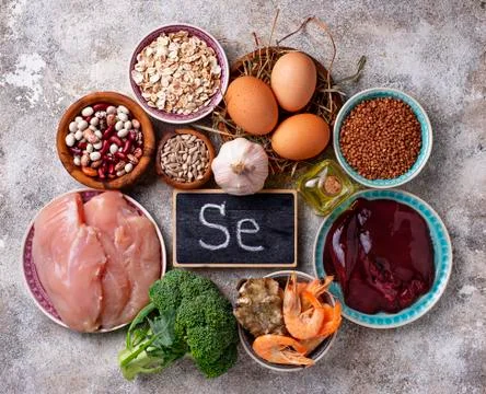 Healthy product sources of selenium. Stock Photos